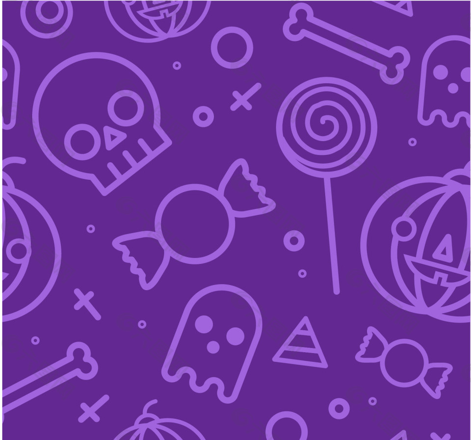 紫色背景万圣节元素的图案