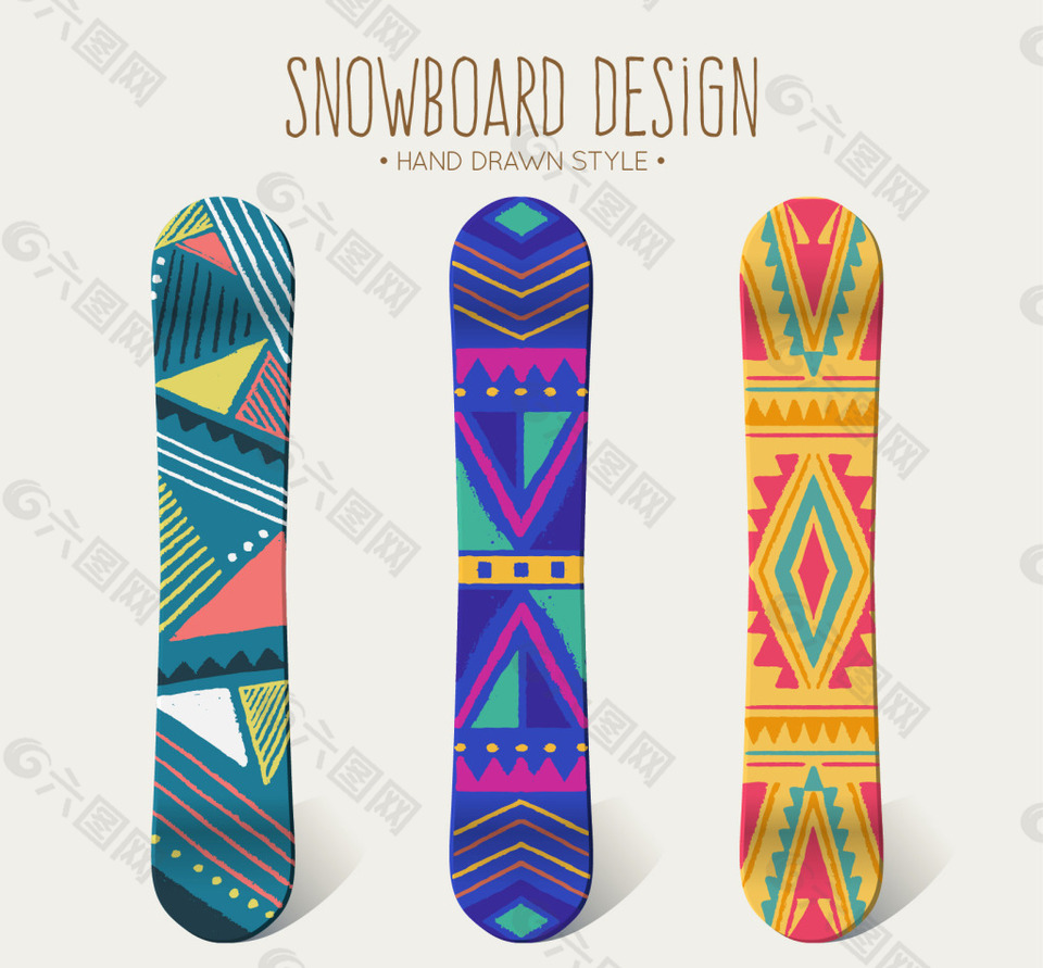 三滑雪板图案设计