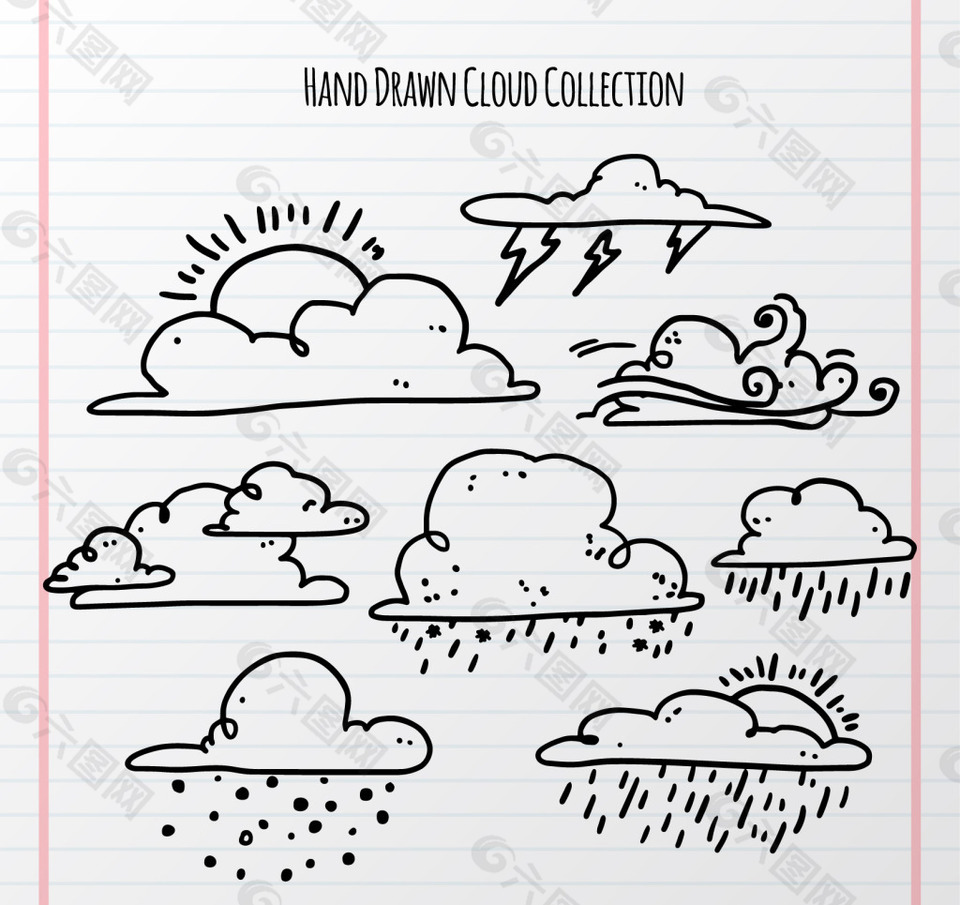 手绘云朵气象素材