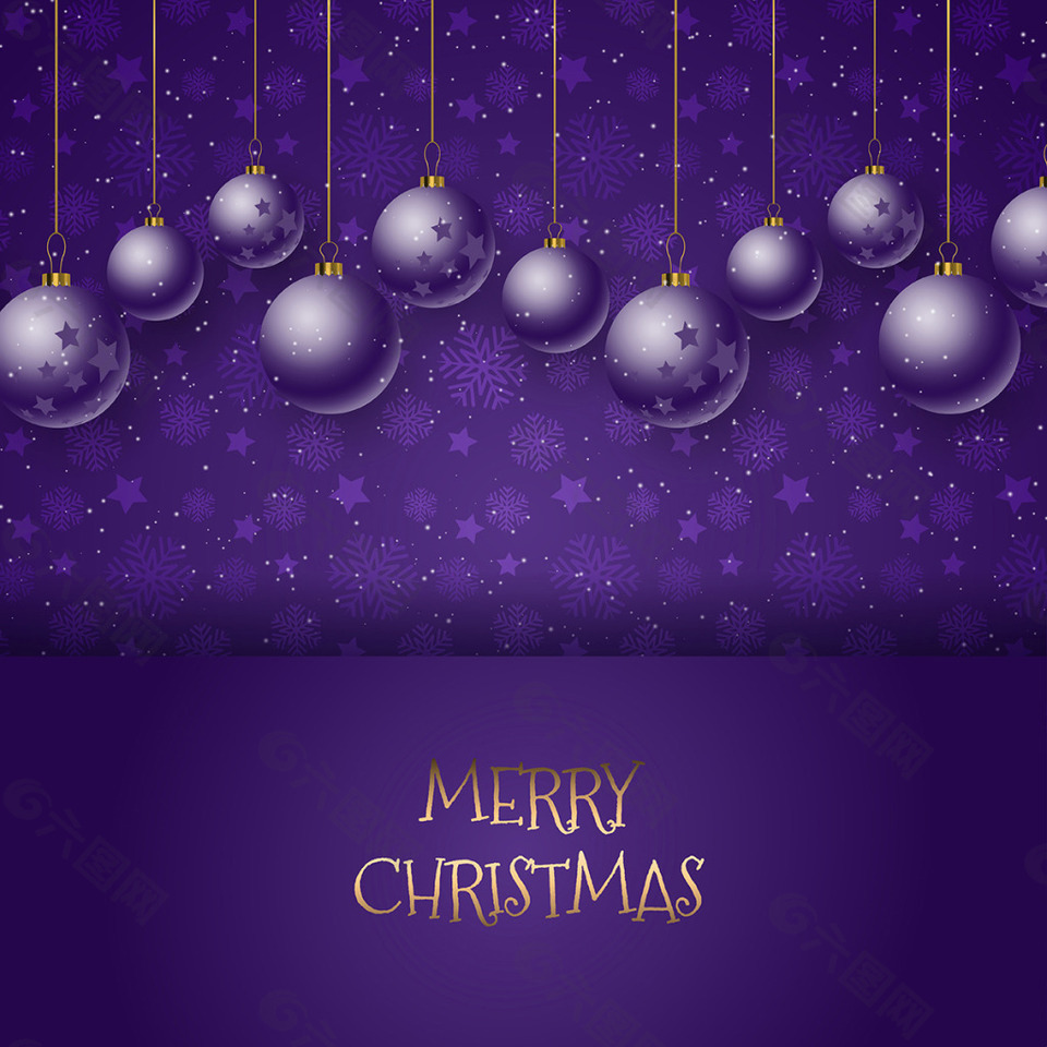 圣诞球的紫色新年背景