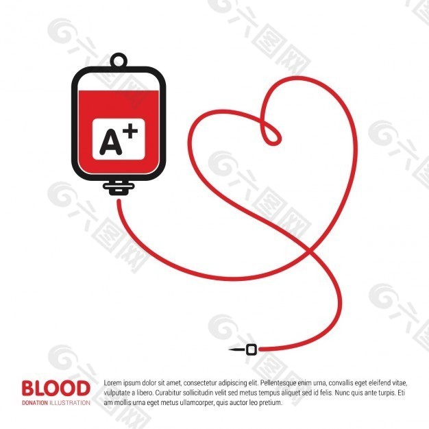 具有管状心脏背景的献血袋