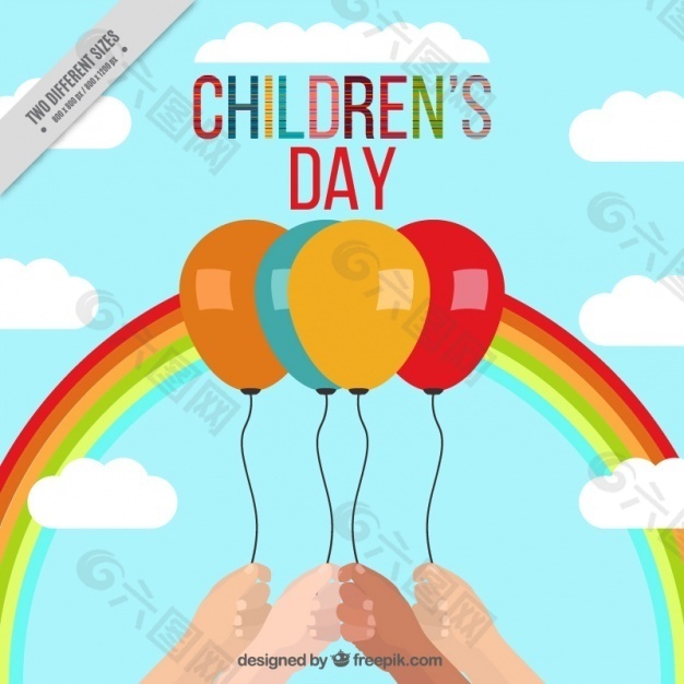 彩虹和气球儿童节的背景