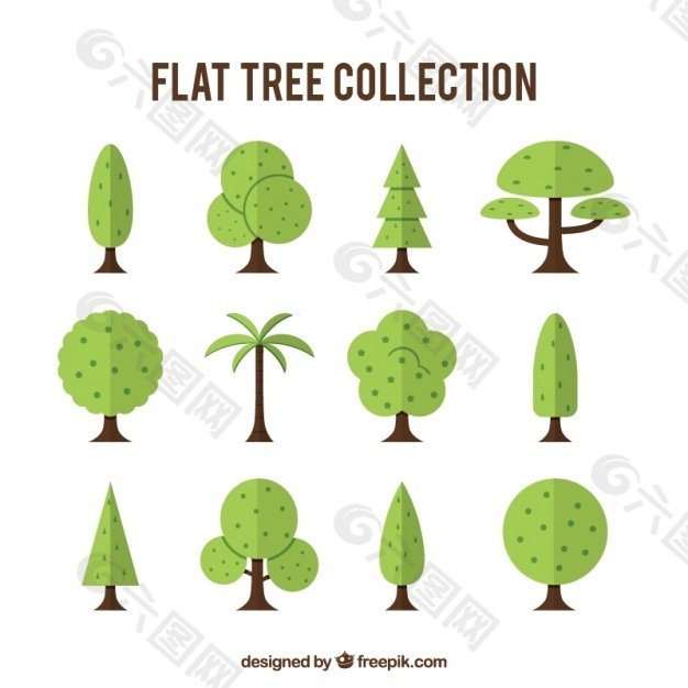 不同类型树木的收集