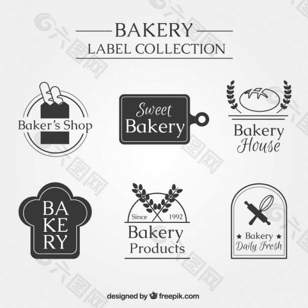 包装时尚的老式面包店标签