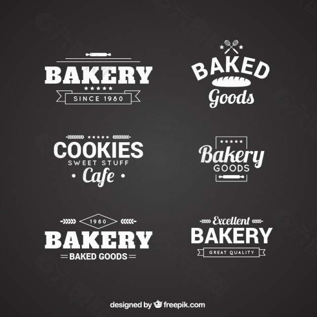 各种各样的老式面包店标志
