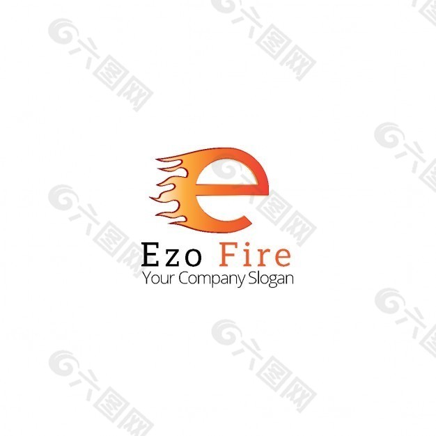 标志字母“E”在火焰中