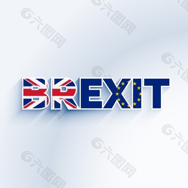 英国退欧文本与英国和欧盟旗帜