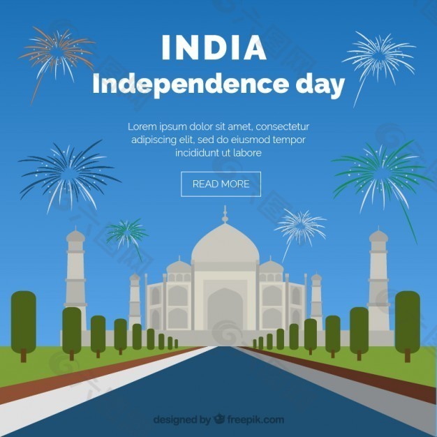 泰姬陵背景的印度独立日