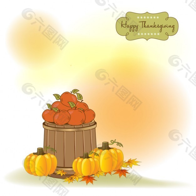 感恩节背景与苹果和南瓜