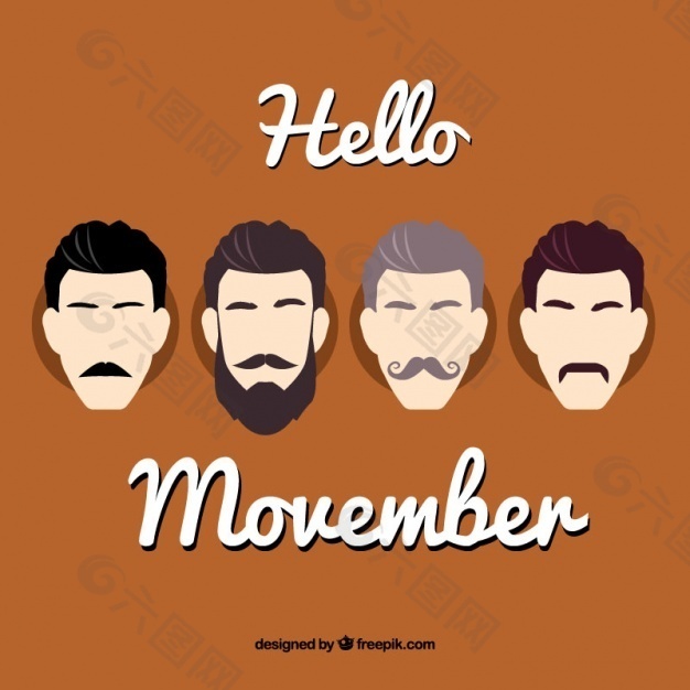 布朗Movember背景四种胡子