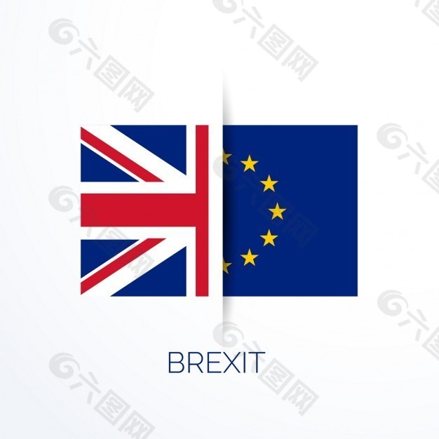 英国退欧公投与英国和欧盟的旗帜