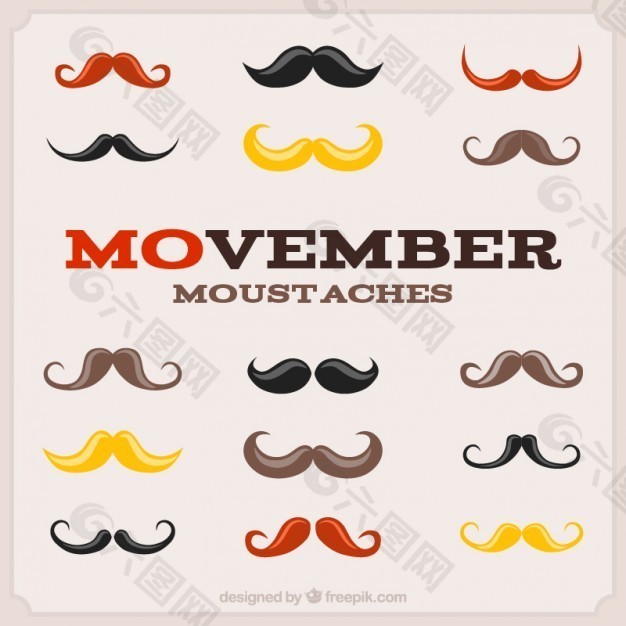 彩色Movember胡子收藏