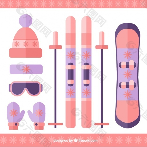 平面设计中的滑雪设备