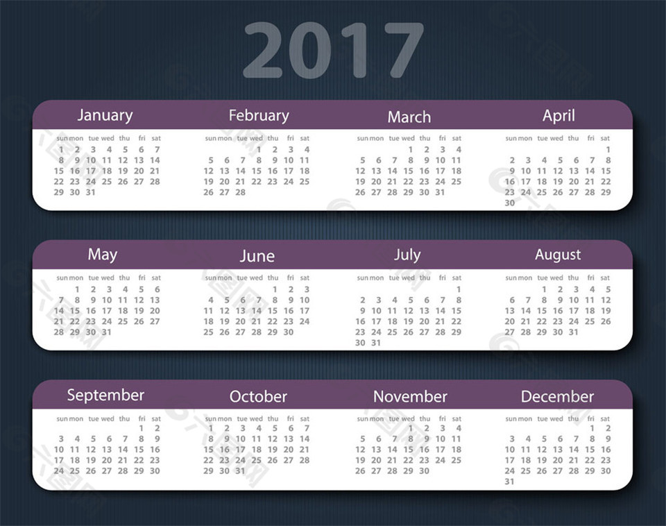 紫色边框2017年日历图片