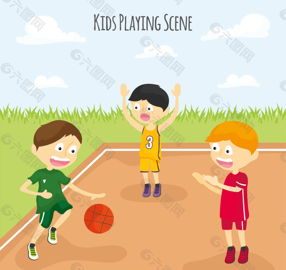 儿童打篮球背景