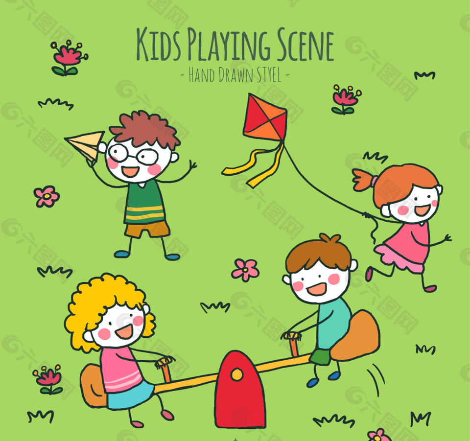 素描儿童游戏公园背景平面广告素材免费下载 图片编号 六图网