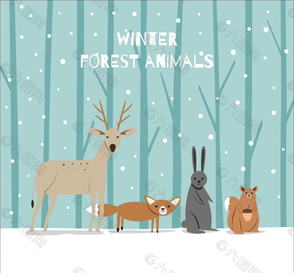 冬季森林动物背景