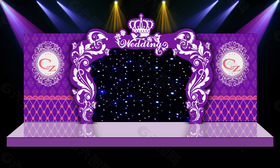 紫色舞台迎宾区背景