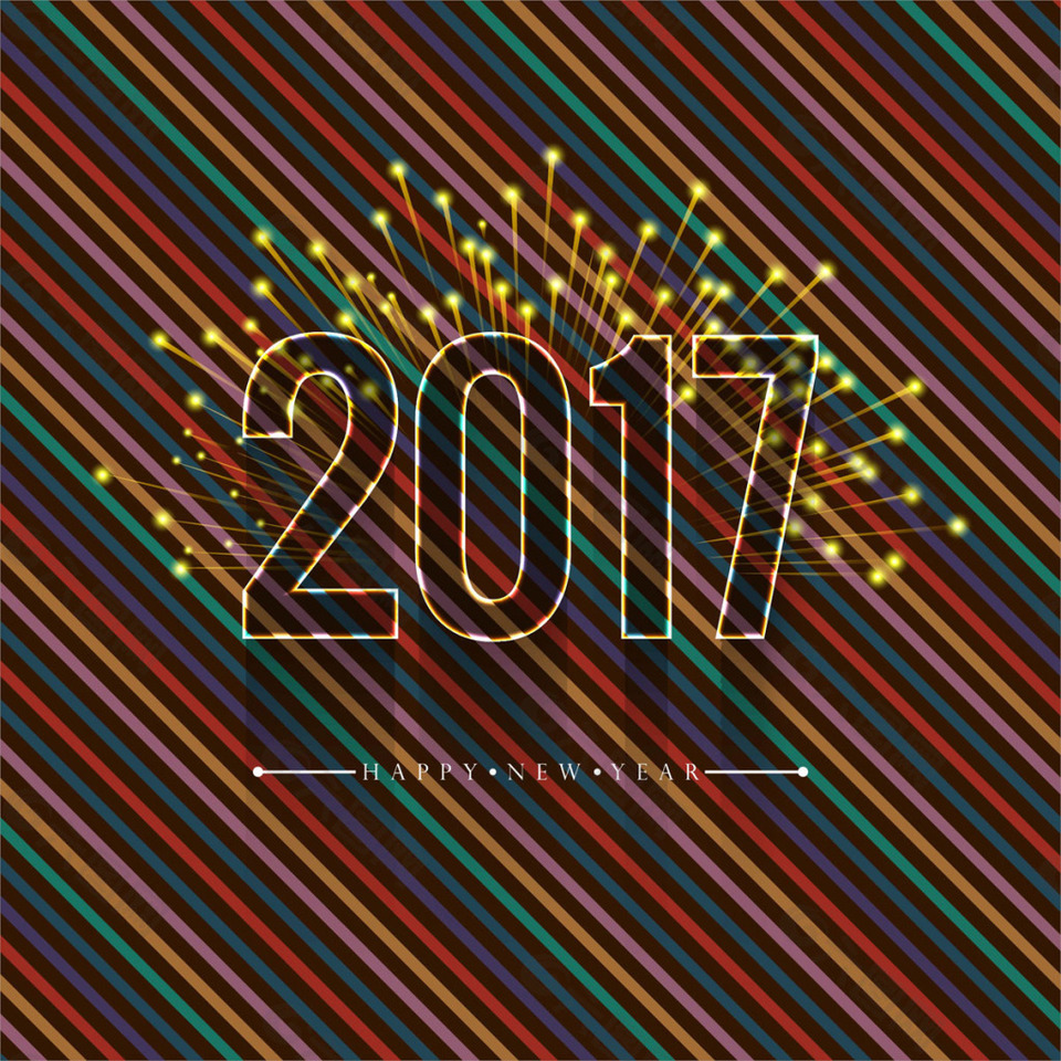 彩色线条的新年背景