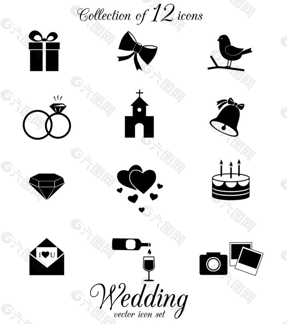黑色结婚纪念日图标设计图片