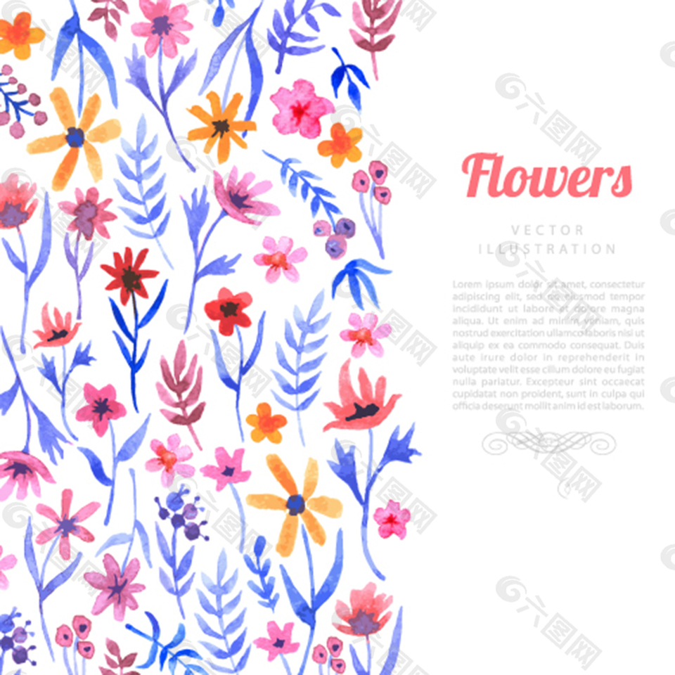 手绘花卉元素背景