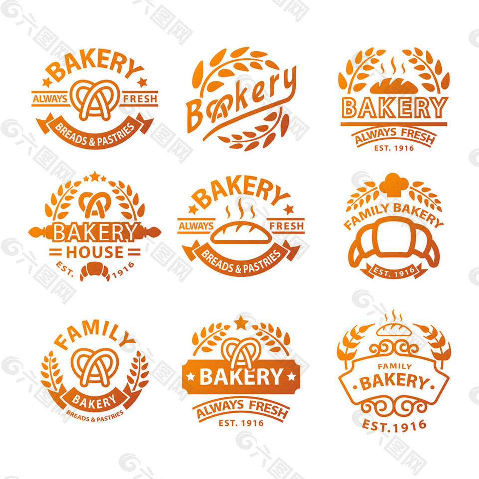 橙色面包花纹标志图片