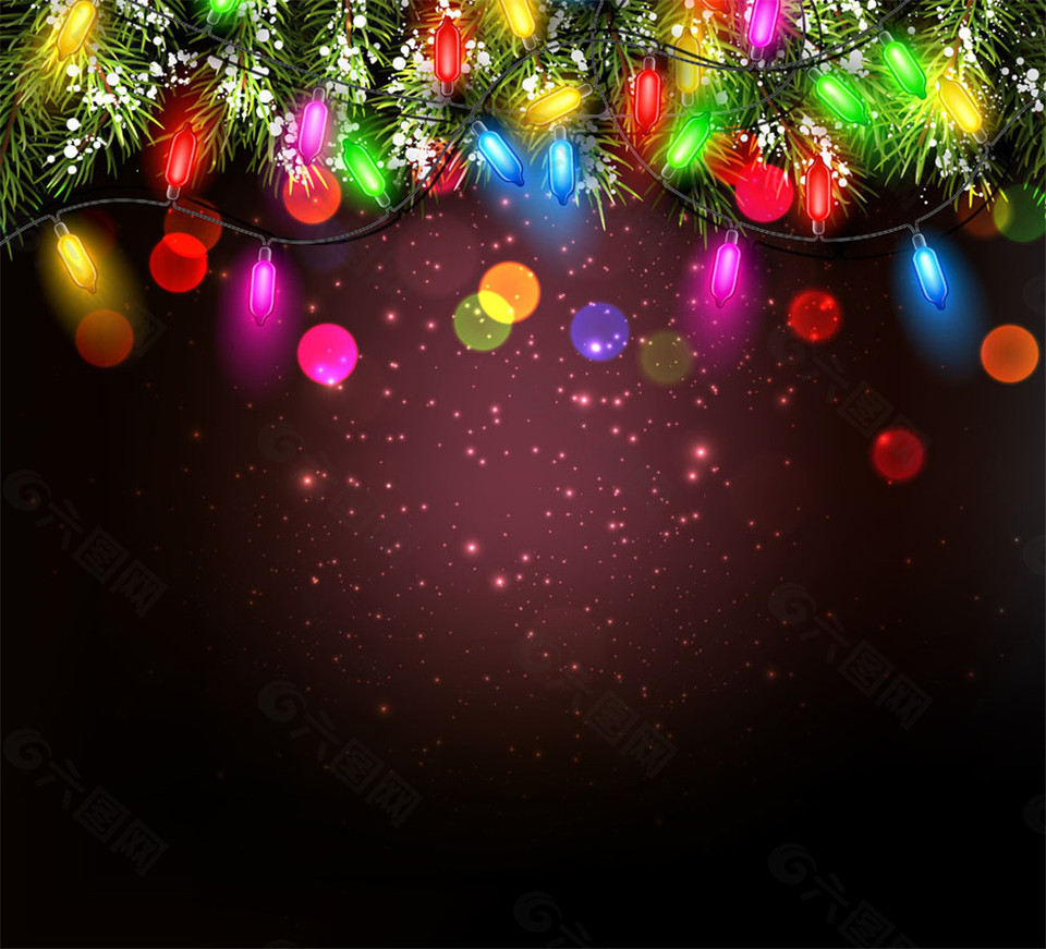 圣诞节彩灯和光斑图片