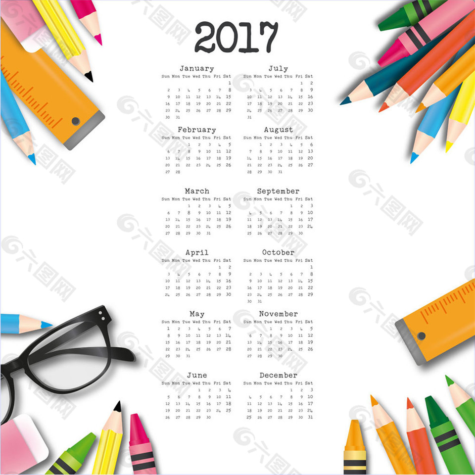 学习用品2017年日历图片