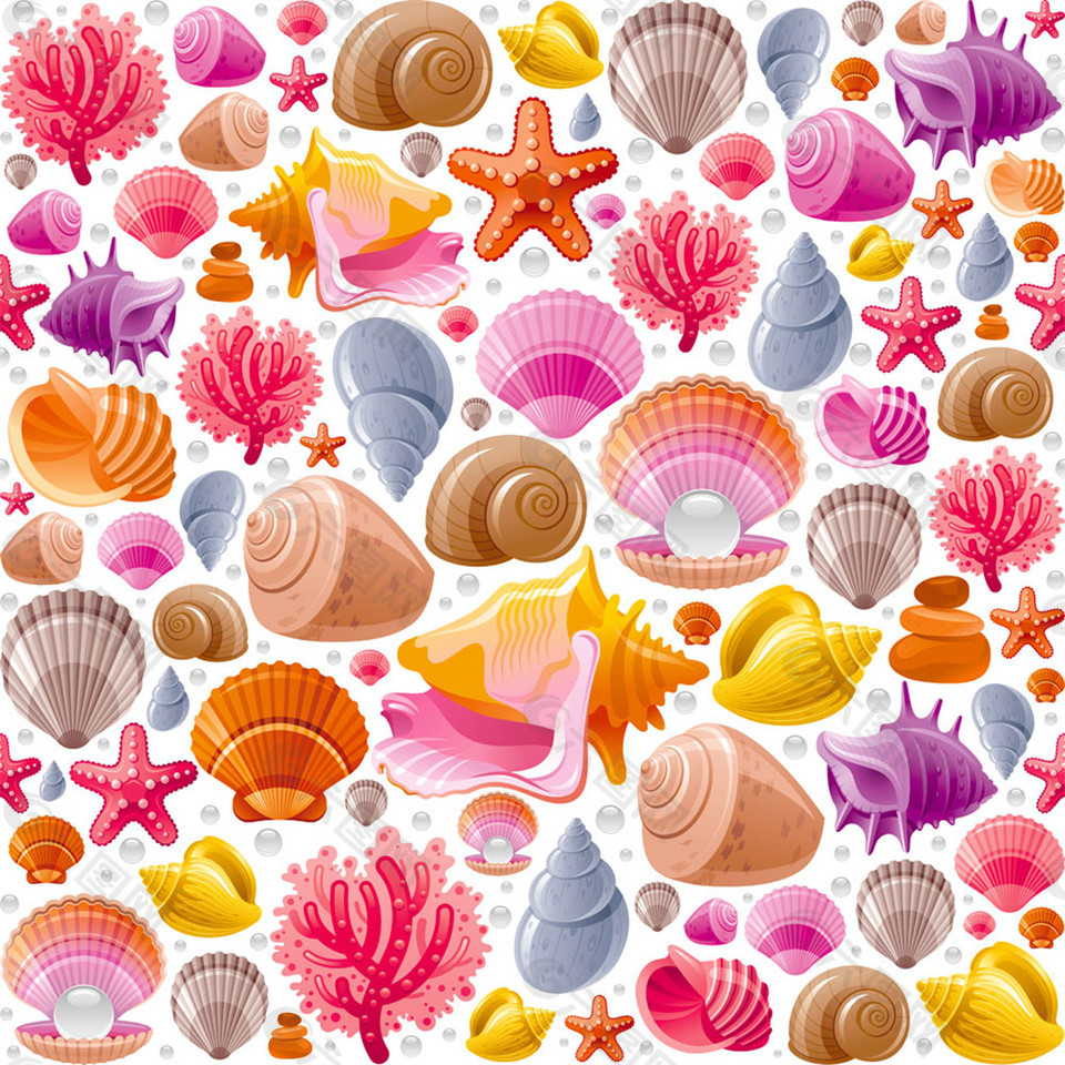 卡通海贝海螺背景图片