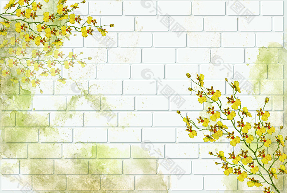 3D墙砖花朵背景墙