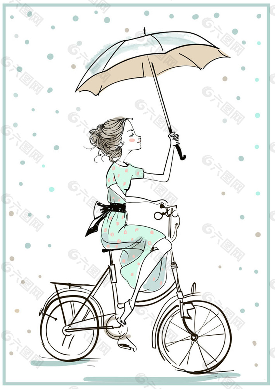打伞的时尚女孩插画图片平面广告素材免费下载(图片编号:8179710)
