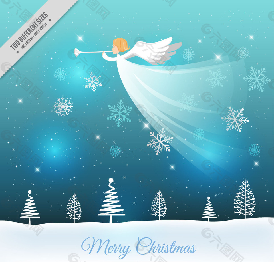 圣诞雪景背景天使背景素材免费下载 图片编号 六图网