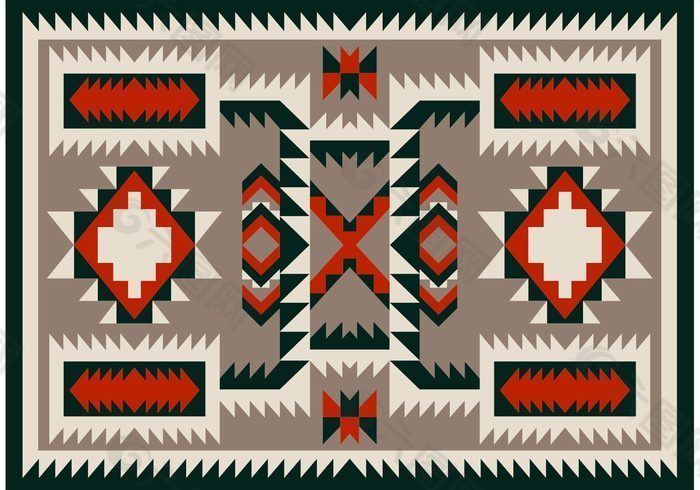 纳瓦霍地毯设计图案矢量