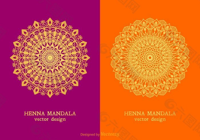 免费矢量Henna Mandala设计