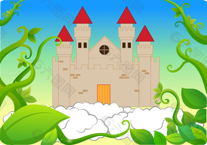 城堡的豆茎背景矢量