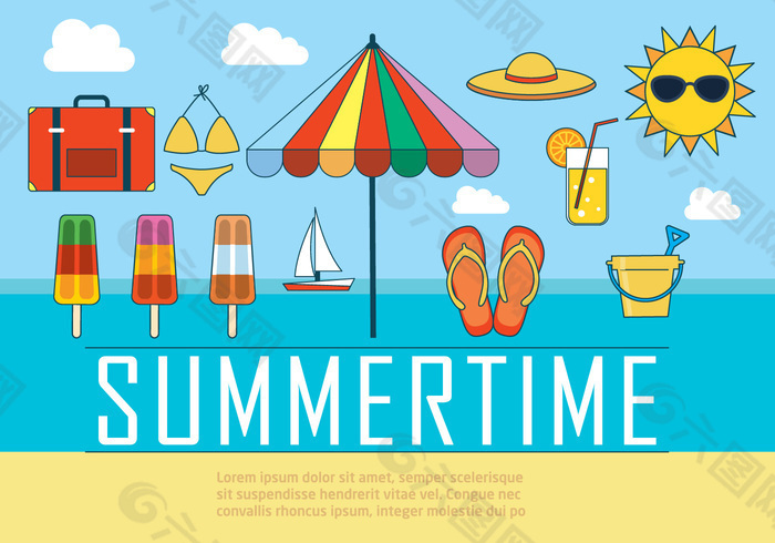 免费夏季矢量插画