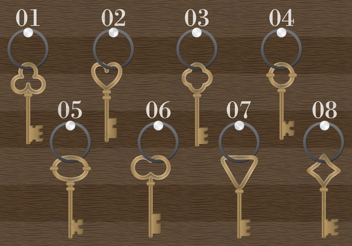 木制古董钥匙架矢量