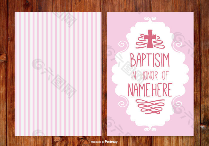 女孩条纹baptisim卡