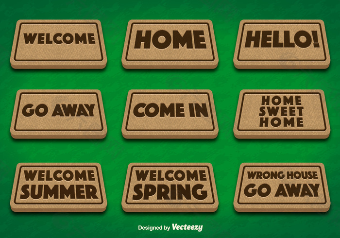 门垫上设置绿色背景矢量