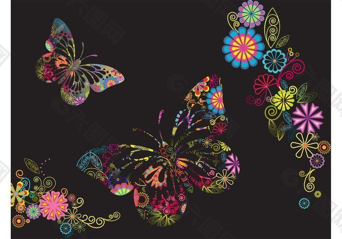 花和蝴蝶的背景
