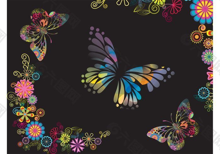 蝴蝶和Flowers Background