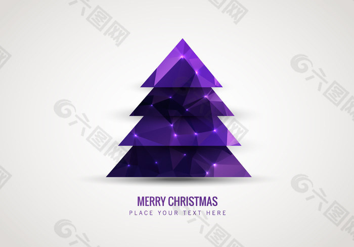 紫色低多边形风格圣诞树