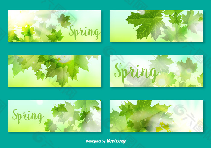 矢量横幅/卡与装饰叶的春天季节