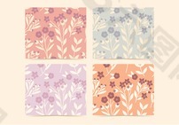 矢量Floral Rosehip Patterns