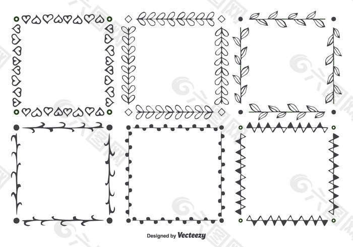 手绘风格矢量框架集