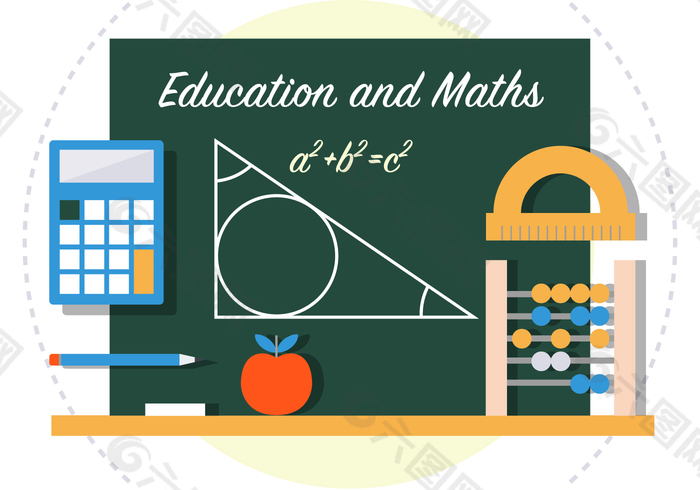 数学回到学校矢量插图