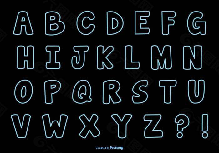 霓虹样式字母集