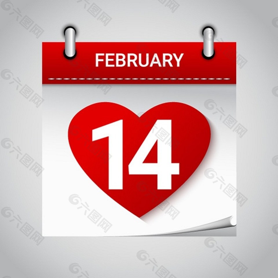 2月14日情人节日历矢量图标