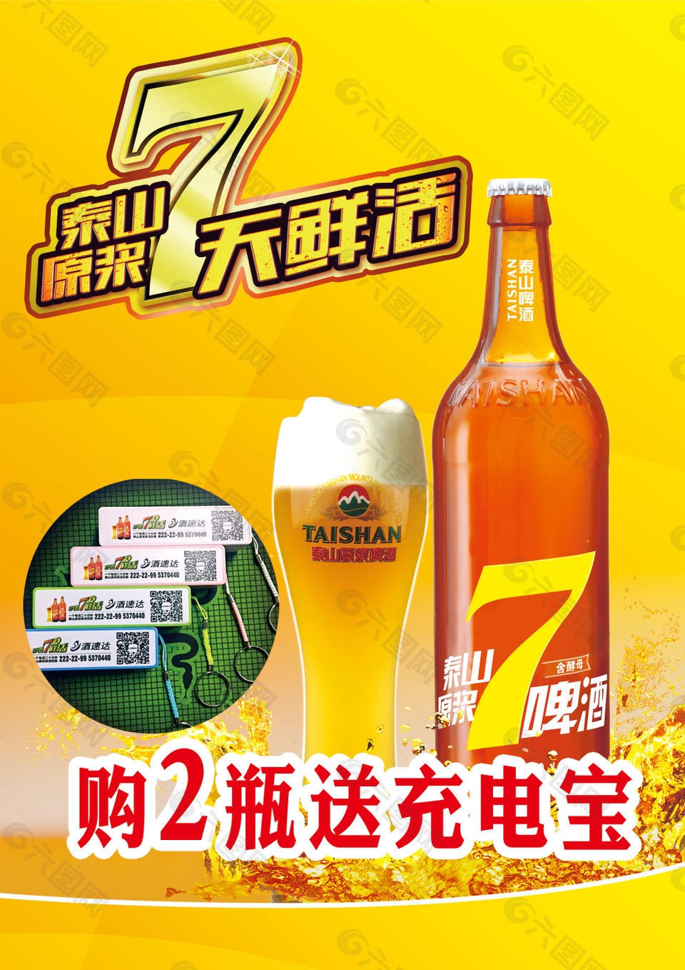 7天鲜活啤酒宣传海报