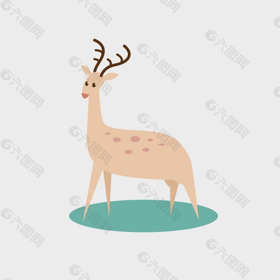 可爱的动物卡通矢量的鹿图标